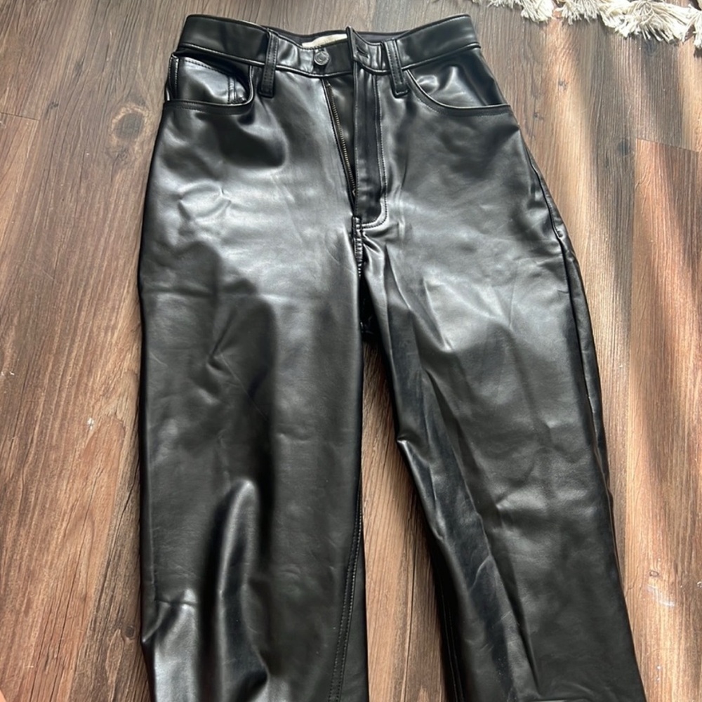 Abercrombie & Fitch Shiny Black High-Rise Pants